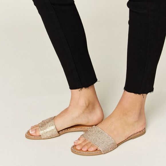 Rhinestone Open Toe Flat Sandals - Picture 3 of 3